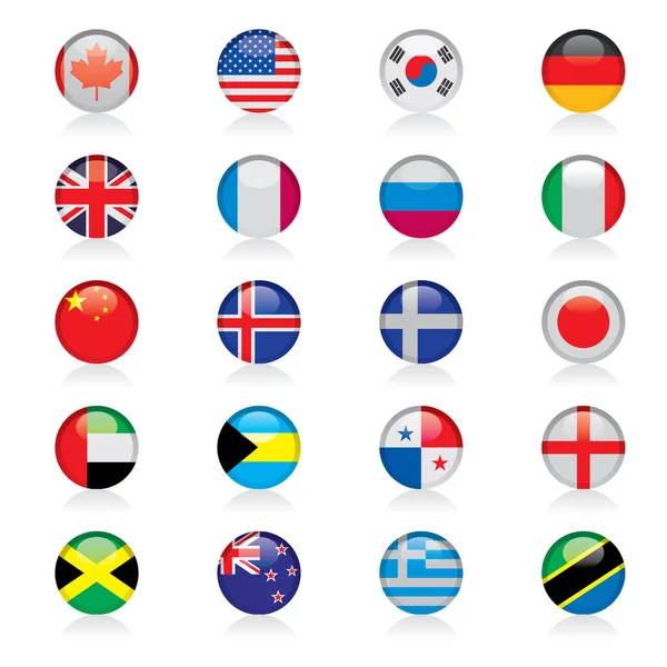 Vettore Bandiere Diversi Paesi Sfondo Bianco — Vettoriale Stock