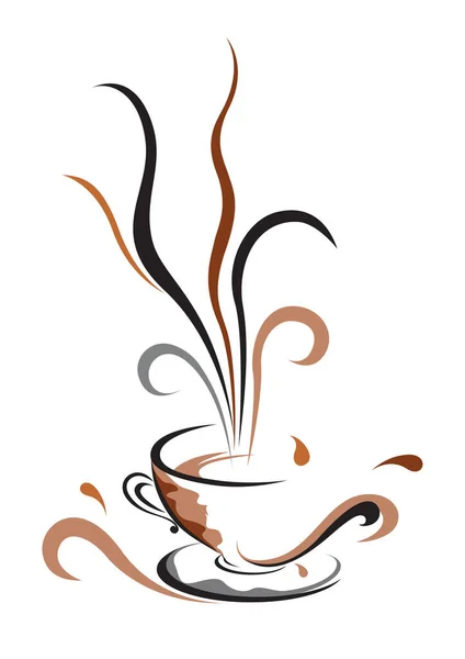 白い背景にコーヒーと蒸気を振りかけるコーヒーのベクトル — ストックベクタ