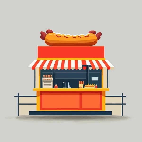 Vector Hot Dog Stand Illustration Isolated Empty Gray Background — Stock Vector