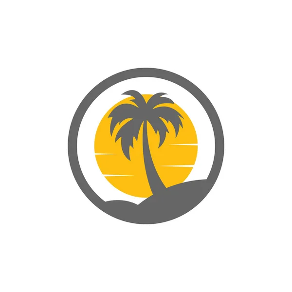 Şirketler Için Yaratıcı Yuvarlak Palmiye Ağacı Logosu Tasarımının Dijital Bir — Stok Vektör