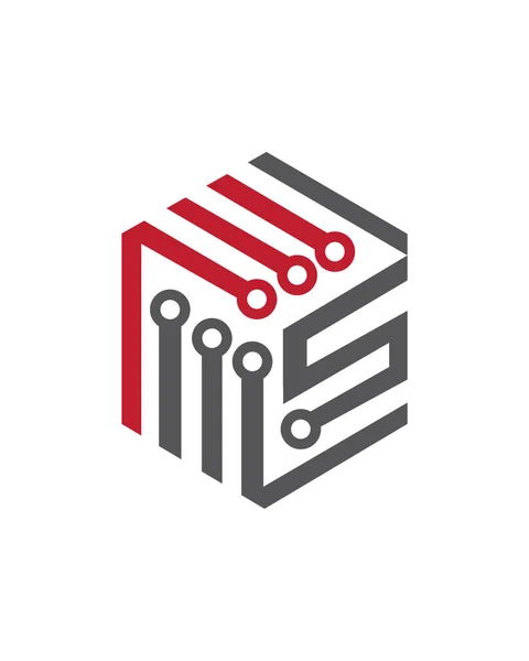 Vettore Computer Connessioni Logo Tema Comunicazione Lettera — Vettoriale Stock