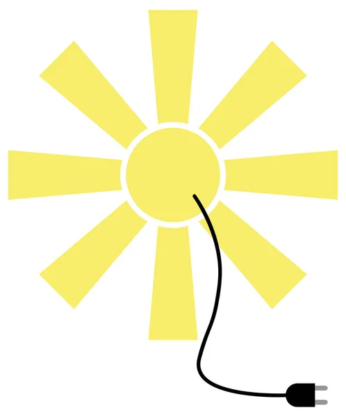 Vektor Drátu Slunce Zástrčky Koncepce Solární Energie — Stockový vektor