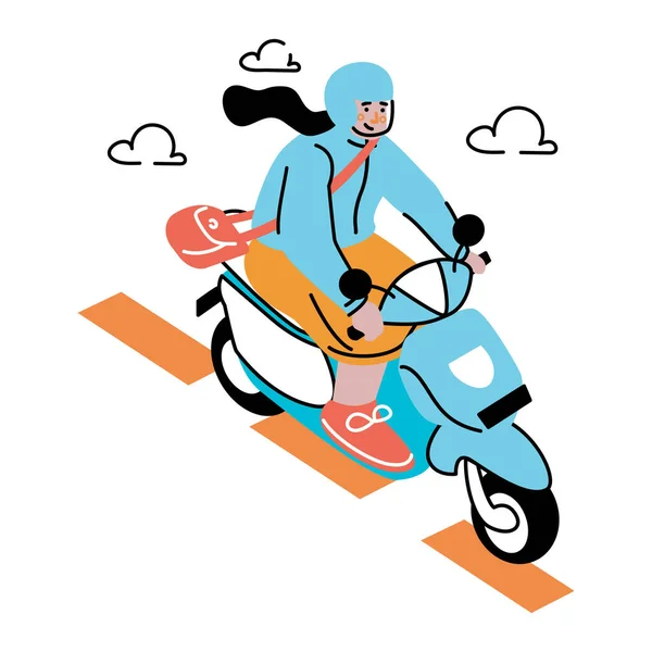 Une Femme Voyageant Moto — Image vectorielle