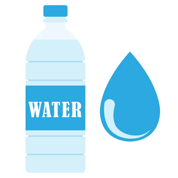 Ilustración Vectorial Vertical Una Botella Plástico Con Una Etiqueta Agua — Vector de stock