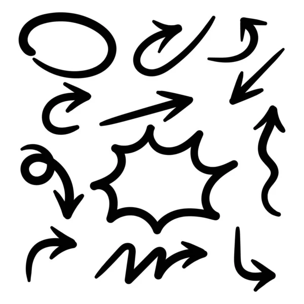 Ein Vektor Handgezeichneter Pfeil Symbole Auf Weißem Hintergrund — Stockvektor
