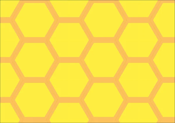 Sarı Arka Planda Altıgen Şekilli Soyut Bir Arı Kovanının Çizimi — Stok Vektör