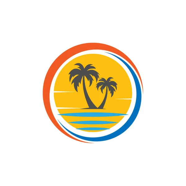 Uma Ilustração Digital Design Logotipo Marca Palmeira Redonda Criativa Para — Vetor de Stock
