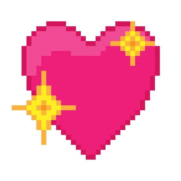 Clipart Gnistrande Rosa Hjärta Emoji Med Pixlar Isolerade Den Vita — Stock vektor
