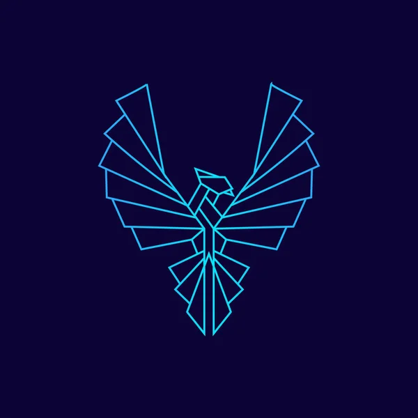 Vettore Futuristico Logo Fenice Neon Isolato Uno Sfondo Blu Scuro — Vettoriale Stock