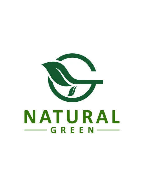 Design Vetorial Logotipo Verde Natural Minimalista Para Empresas Ecológicas Isoladas — Vetor de Stock