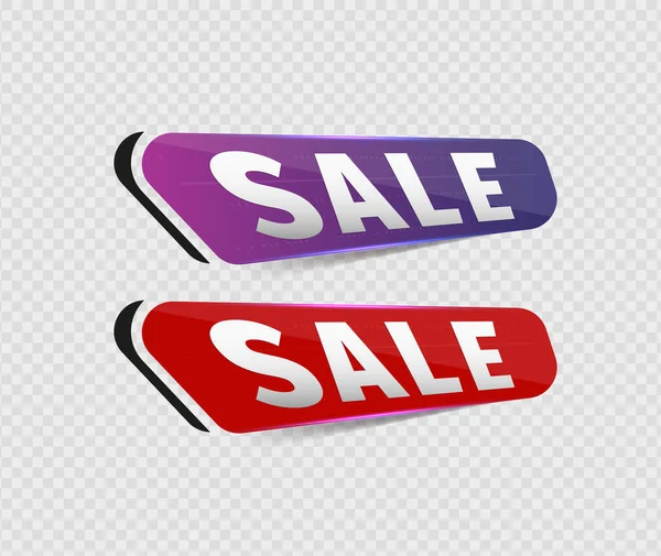 Векторна Ілюстрація Двох Знаків Продажу Текстом Sale Прозорому Тлі — стоковий вектор