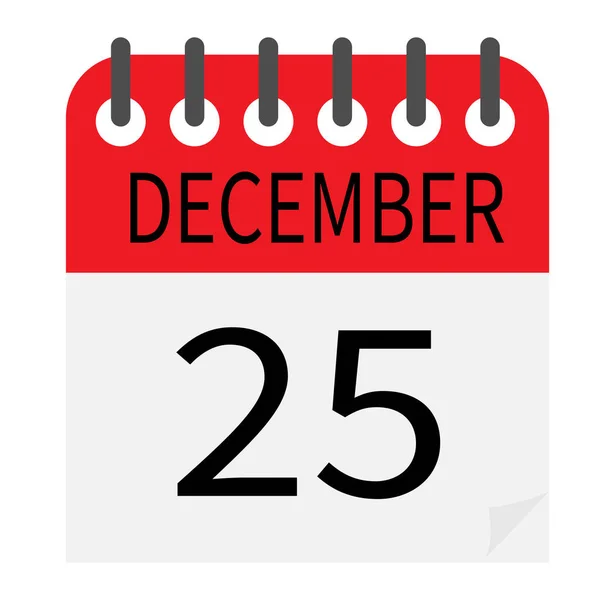Illustrated Design Calendar Date December Christmas Icon — Stock Vector