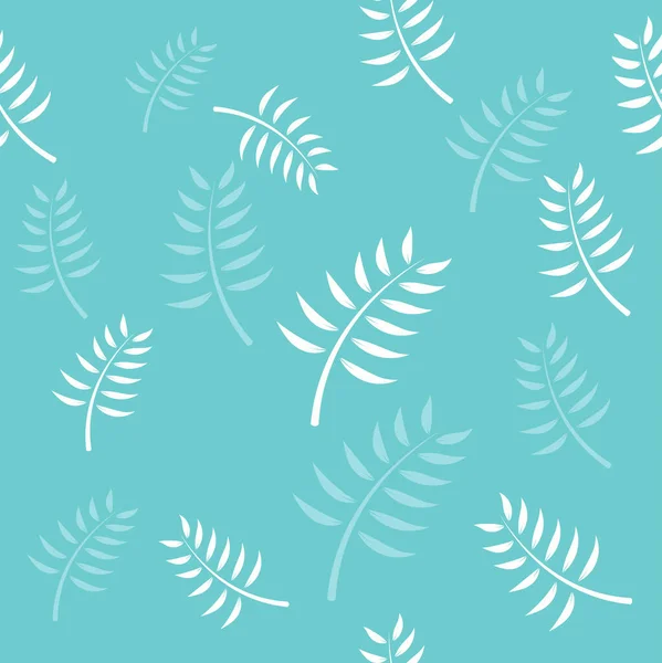 Бесшовный Рисунок Белыми Растениями Изолированными Пустом Синем Фоне — стоковый вектор