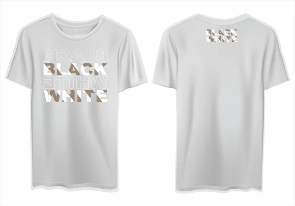 Vetor Frente Parte Trás Modelo Camiseta Branca Com Texto Modelo —  Vetores de Stock