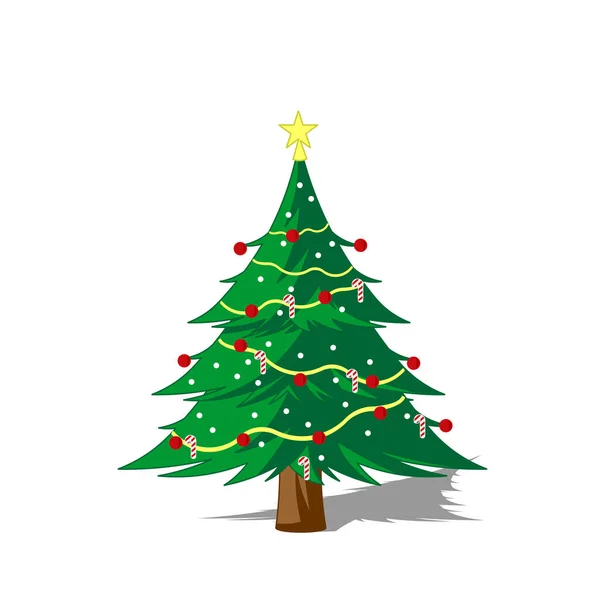 Karácsonyfa Tartozékkal Árnyékkal — Stock Vector