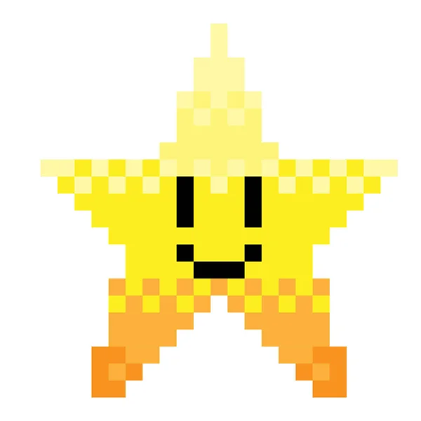 Uma Ilustração Vetorial Uma Estrela Amarela Estilo Pixel Art —  Vetores de Stock