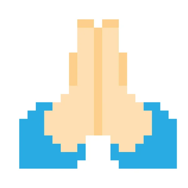 Μια Διανυσματική Απεικόνιση Διπλωμένων Χεριών Στο Pixel Art Design Που — Διανυσματικό Αρχείο