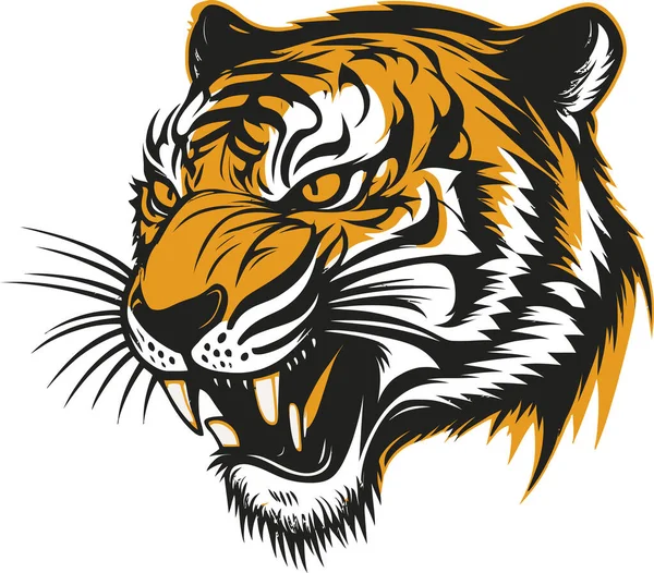 Projekt Wektora Strasznej Głowy Tygrysa Dla Logotypów Odizolowanych Białym Tle — Wektor stockowy