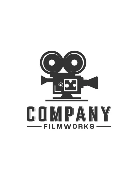Vektor För Filmverkets Logotyp Med Kamera — Stock vektor
