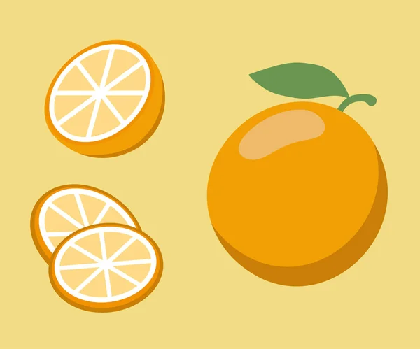 黄色の背景に3つのスライスを持つオレンジのロゴ — ストックベクタ