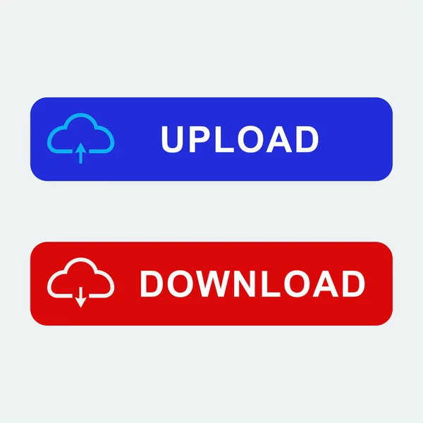 Eine Packung Mit Symbolen Für Download Und Upload Schaltflächen Auf — Stockvektor
