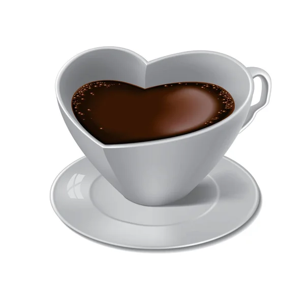 Vector Coffee Heart Shape Cup — Stock Vector