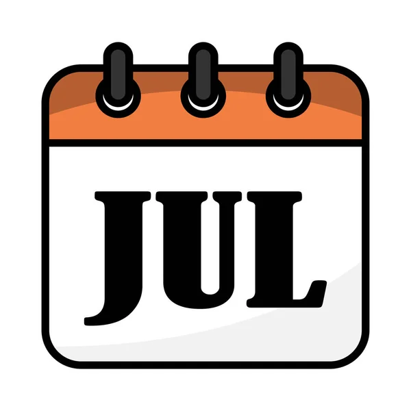 Uma Ilustração Vetorial Calendário Julho — Vetor de Stock
