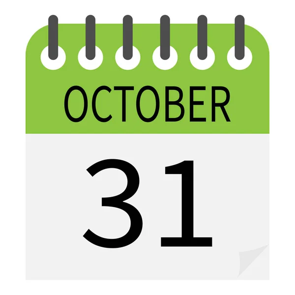Illustrated Design Calendar Date October Halloween Day Icon — Stock Vector