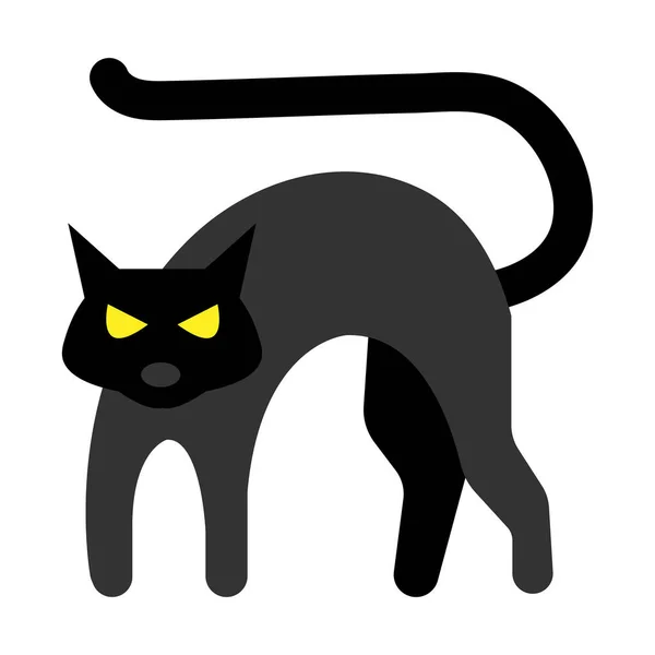 Vector Gato Negro Malvado Aislado Fondo Blanco — Vector de stock
