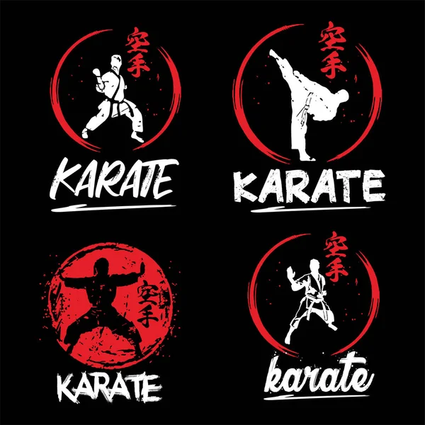 Ein Vektor Von Karate Silhouette Logo Auf Schwarzem Hintergrund — Stockvektor