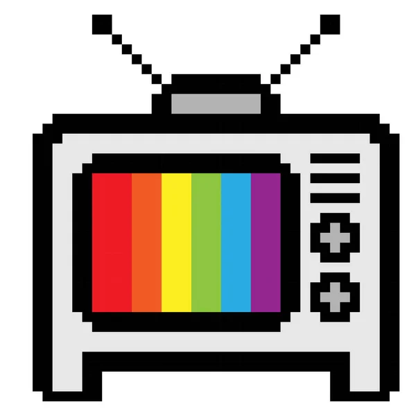 Illustrazione Vettoriale Della Televisione Con Barre Colori Stile Pixel Art — Vettoriale Stock