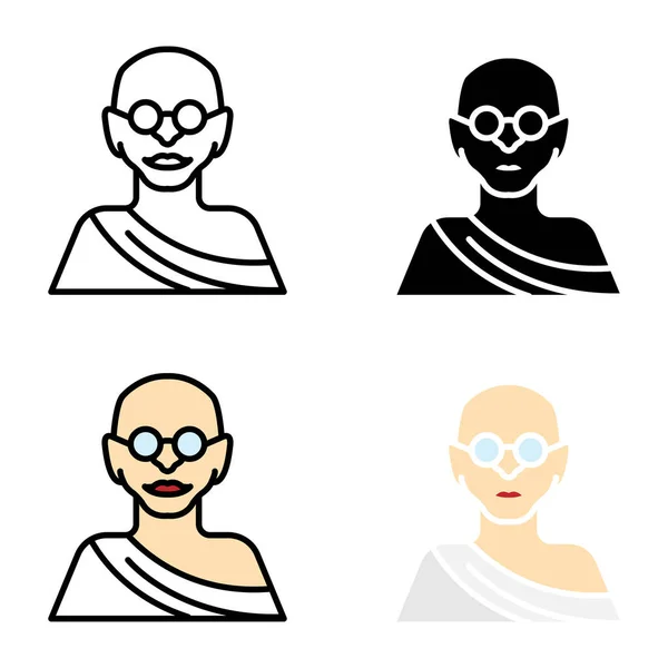 Een Vectorillustratie Van Mahatma Gandhi Portretten Witte Achtergrond — Stockvector