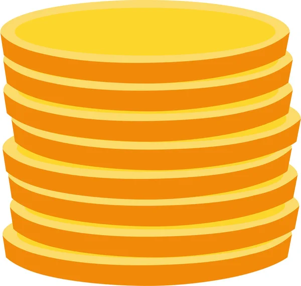 Primer Plano Pila Monedas Amarillas Aisladas Sobre Fondo Blanco — Vector de stock