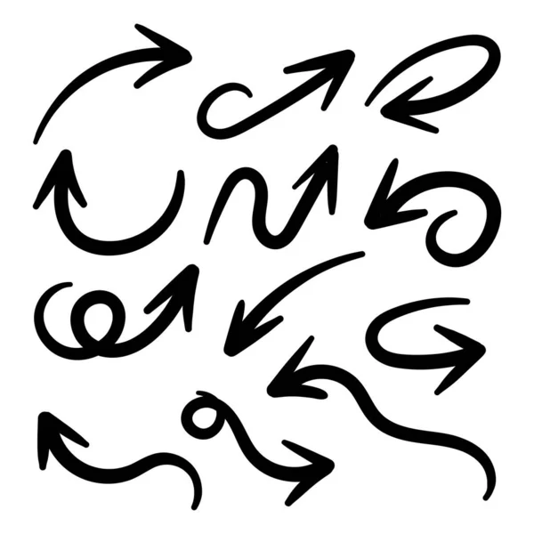 白地に描かれた手描き矢印アイコンのベクトル — ストックベクタ