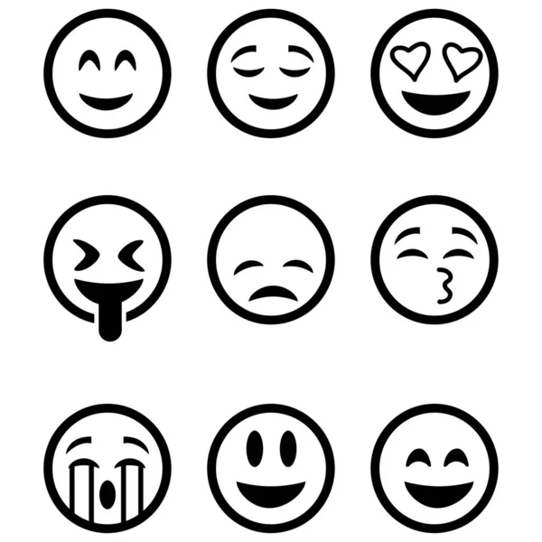 Ein Schwarzweißes Niedliches Smiley Emoticon Auf Weißem Hintergrund — Stockvektor