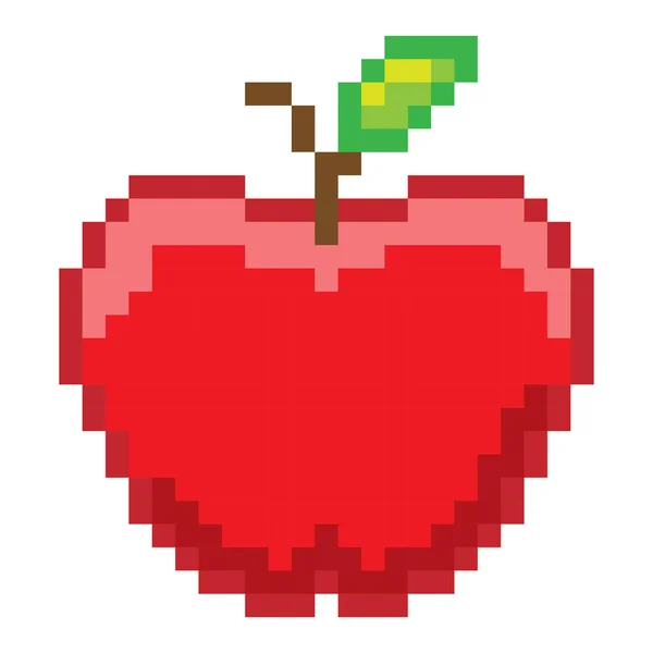 白い背景に孤立したピクセルアートデザインの赤いリンゴのベクトルイラスト — ストックベクタ