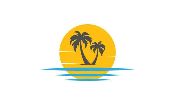 Uma Ilustração Digital Design Logotipo Marca Palmeira Redonda Criativa Para —  Vetores de Stock