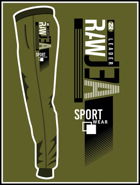 Vektorová Ilustrace Potisku Sportovního Oblečení Maketou Džín Zeleném Pozadí — Stockový vektor