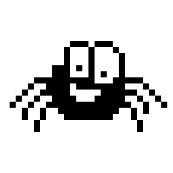 在白色背景上孤立的像素艺术设计中的蜘蛛的矢量图解 — 图库矢量图片
