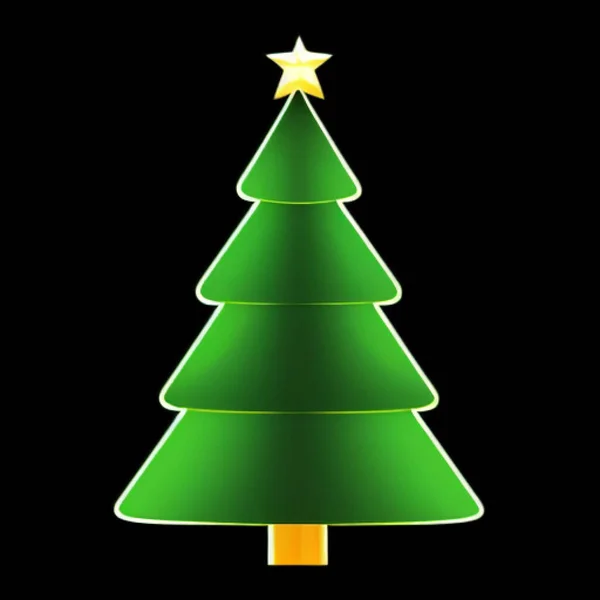 Uma Ilustração Vetorial Uma Árvore Natal Fundo Preto — Vetor de Stock