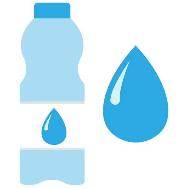 Uma Ilustração Vetorial Vertical Uma Garrafa Água Uma Gota Azul — Vetor de Stock