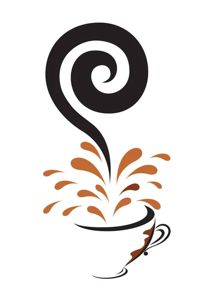 Een Vector Van Kopje Koffie Met Spetterende Koffie Witte Achtergrond — Stockvector