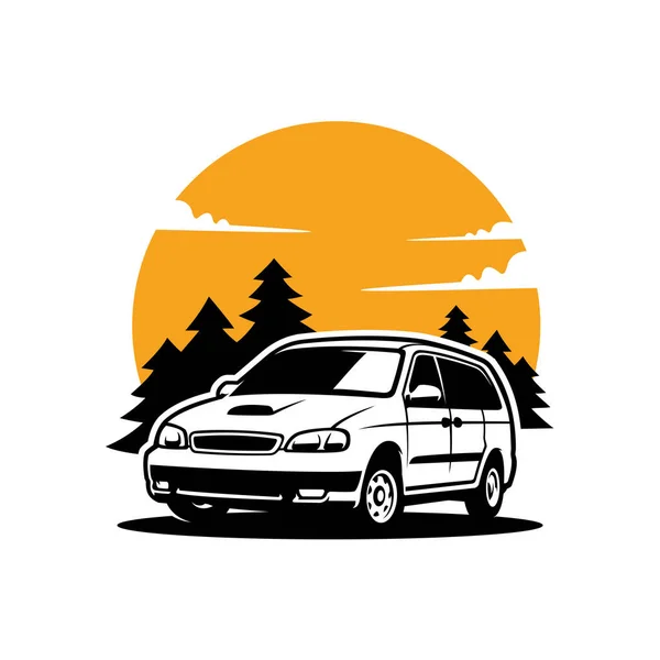 オレンジの円上の車の会社またはブランドのロゴ — ストックベクタ