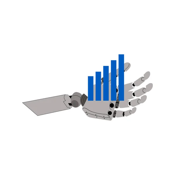 Een Elektromechanische Hand Met Blauwe Diagram Kolommen Witte Achtergrond — Stockvector