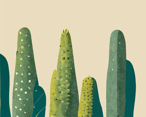 Een Vector Illustratie Van Verschillende Cactussen Een Roze Achtergrond Perfect — Stockvector