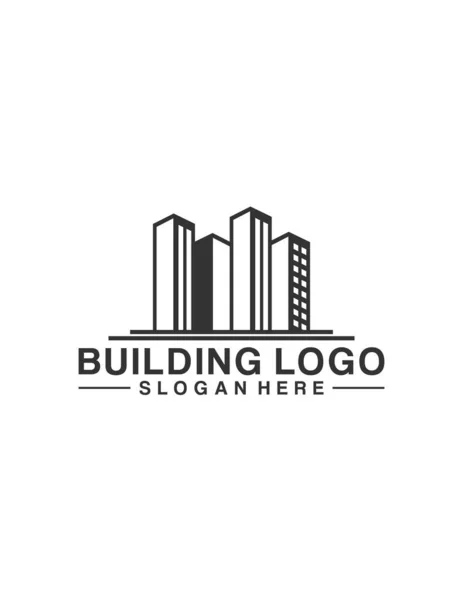Значок Вектора Шаблона Логотипа Здания Белом Фоне — стоковый вектор