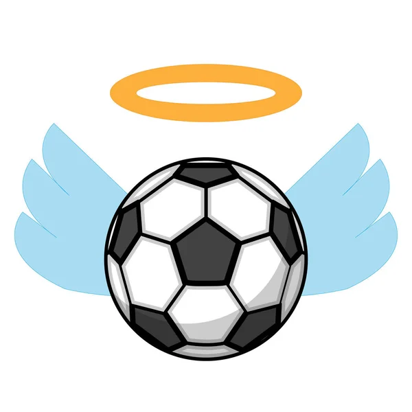 Ένα Κλιπ Τέχνης Μιας Μπάλας Ποδοσφαίρου Φτερά Αγγέλου Και Ένα — Διανυσματικό Αρχείο