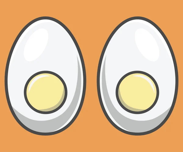 Una Ilustración Digital Las Mitades Huevo Sobre Fondo Naranja — Vector de stock