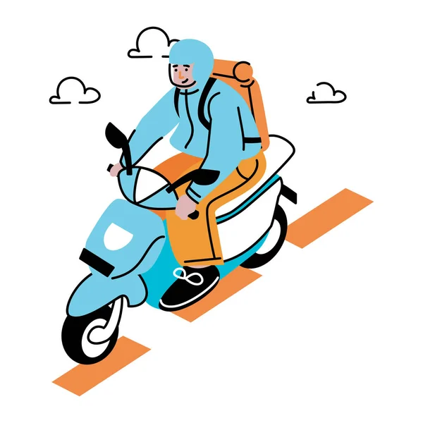 Man Som Reser Med Moped — Stock vektor