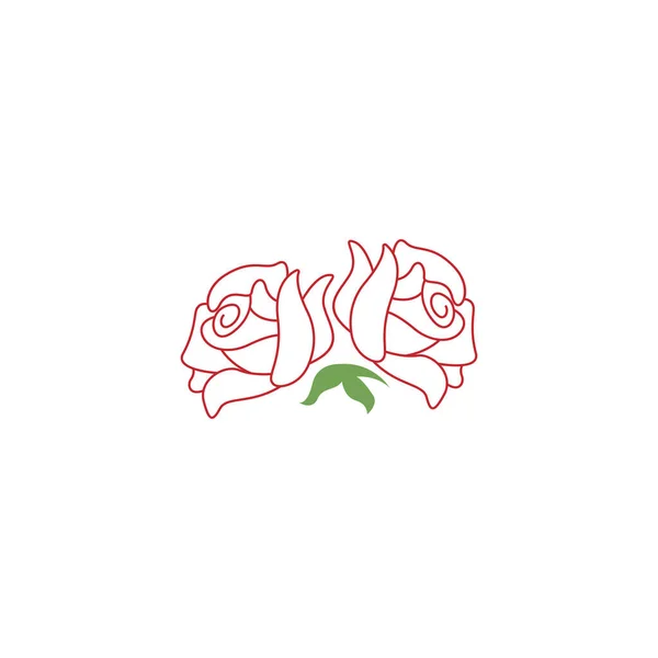 Rosas Rojas Icono Diseño Ilustración Plantilla Vecto — Vector de stock